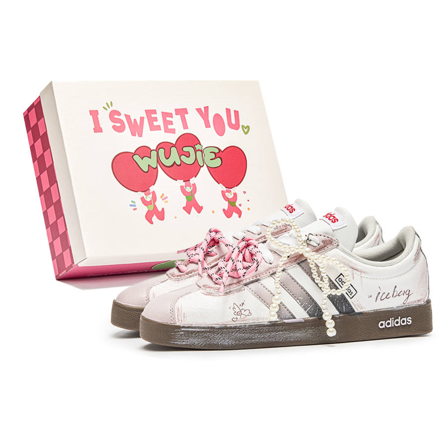 Adidas Neo VL Court 2.0 Dark Plum Sauce Cushioning Low top Skateboard Shoes Unisex Pink Brown