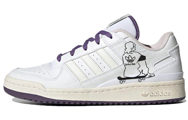Adidas Originals FORUM Low Cl Leather Comfortable Low top Skateboard Shoes Unisex White Purple