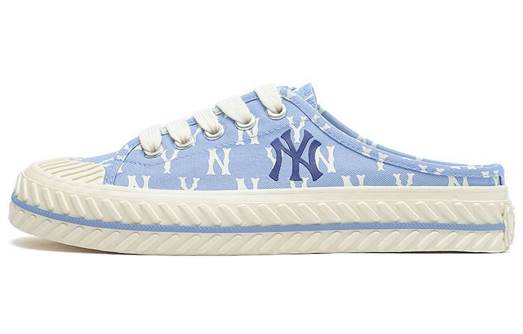 MLB Playball Mule MONOGRAM Canvas Abrasion Resistant Lightweight Breathable Low top Skateboard Shoes Unisex Blue