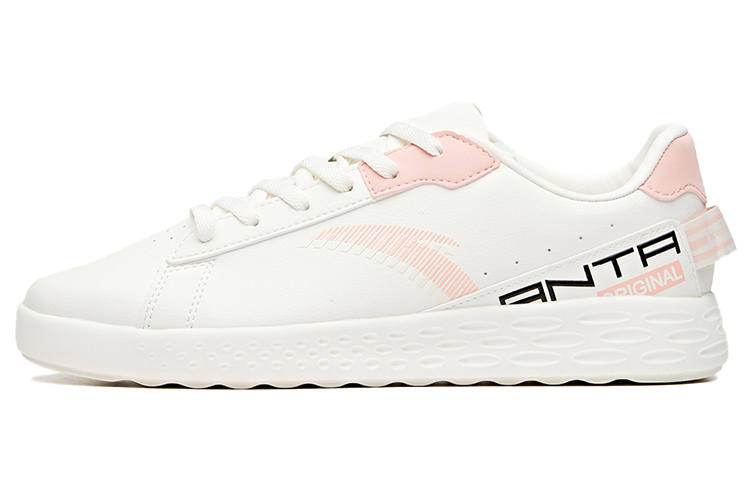 ANTA Skateboard Shoes Women's Low Top Ivory White/Pink