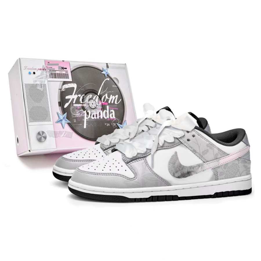 Nike Nike Dunk Slip Resistant Abrasion Resistant Low top Skateboard Shoes Unisex Gray White