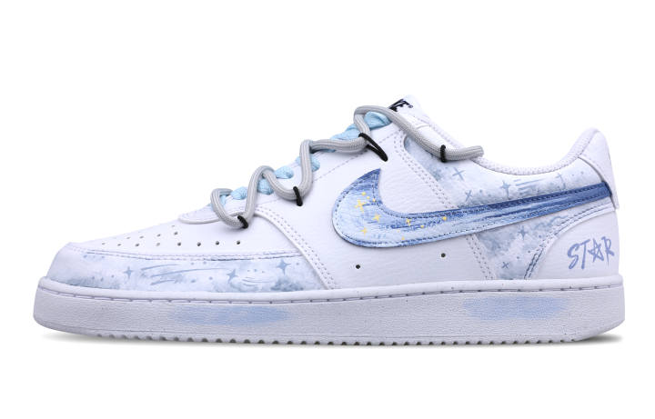 Nike Nike Court Vision 1 Slip Resistant Abrasion Resistant Low top Skateboard Shoes Men's White Blue