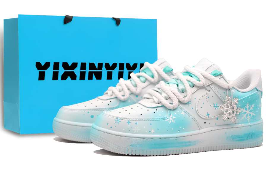 Nike Nike Air Force 1 Abrasion Resistant Low top Skateboard Shoes Unisex Aurora Blue