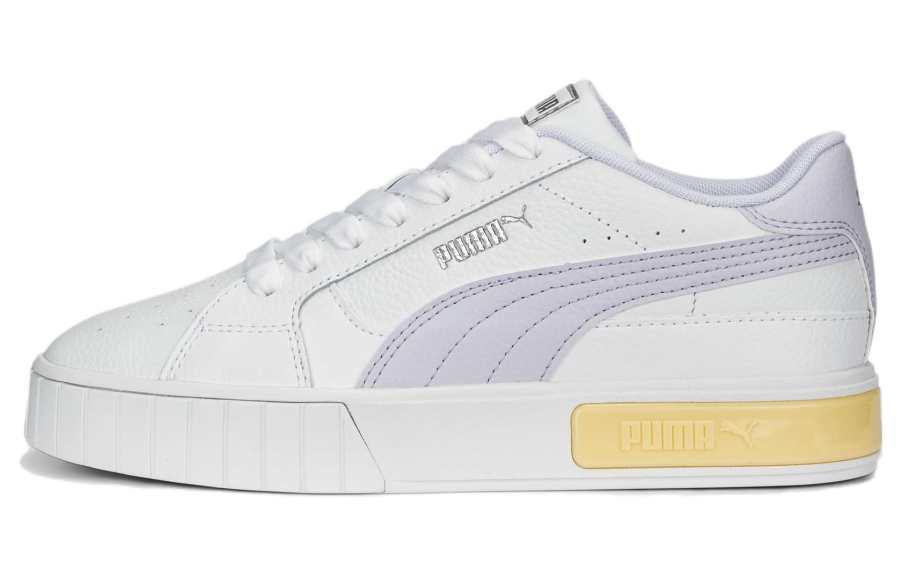 PUMA Cali Star Leather Low top Abrasion Resistant Skateboard Shoes Women's White Purple Yellow