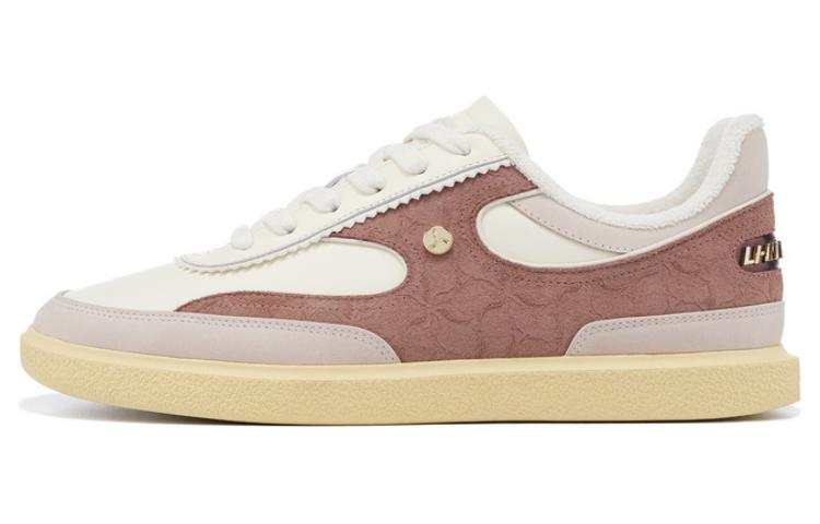 LI-NING 1990 LI NING 1990 Cloud Nichang Abrasion Resistant Low top Skateboard Shoes Women's Light Ancient Yellow Cinnamon Brown