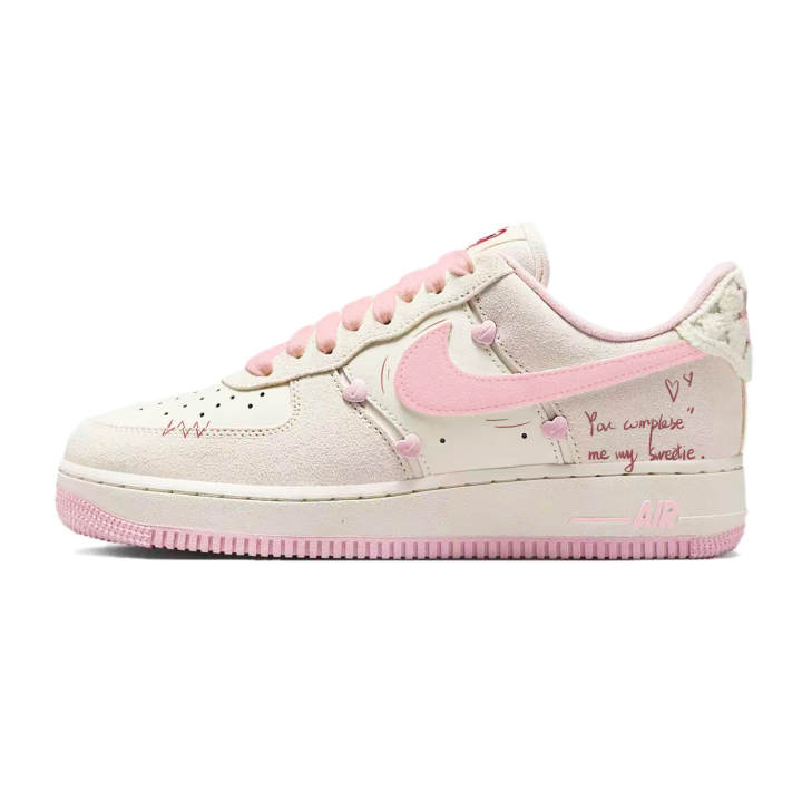 Nike Nike Air Force 1 Cushioning, Wear Resistant Low top Skateboard Shoes Women's White Pink