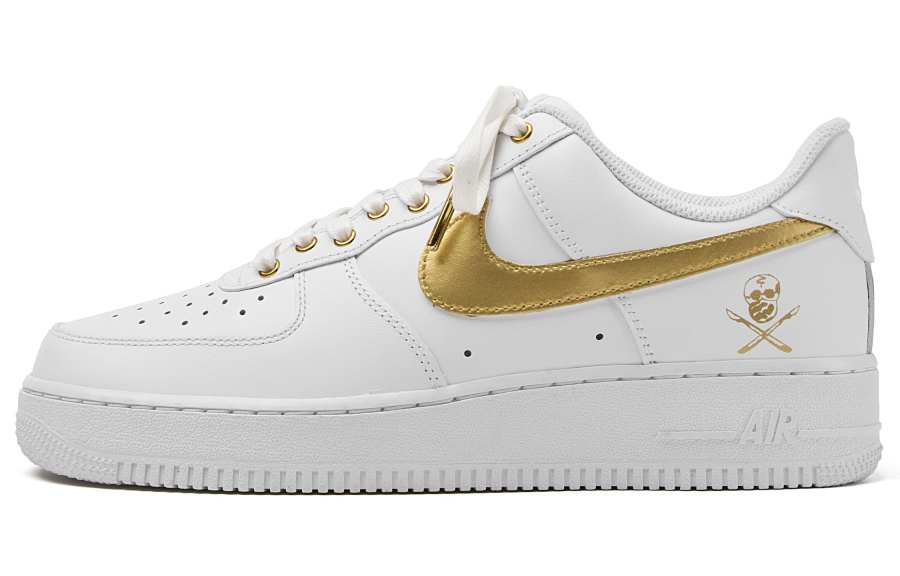 Nike Nike Air Force 1 Air Force 1 Abrasion Resistant Balance Low top Skateboard Shoes Unisex White Gold