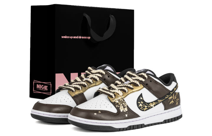 Nike Nike Dunk Abrasion Resistant Breathable Abrasion Resistant Breathable Low top Skateboard Shoes Unisex Gold Brown