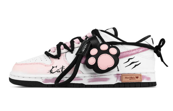 Nike Nike Dunk Cat Paw Journal Abrasion Resistant Low top Skateboard Shoes Unisex Pink White