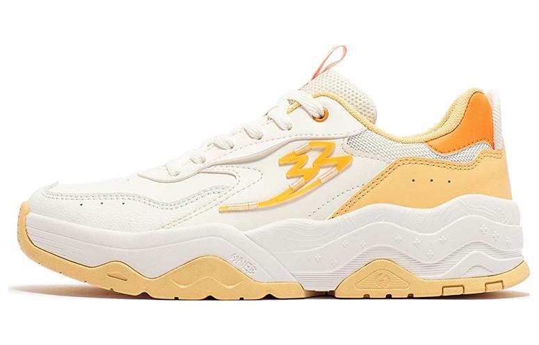 361° Synthetic Leather Abrasion Resistant Breathable Low top Skateboard Shoes Women's White Yellow