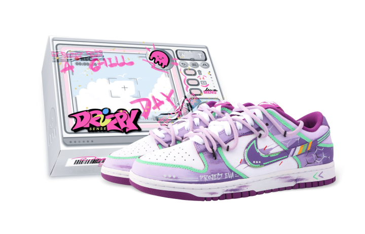 Nike Nike Dunk Drippy Evangelion 01 Cushioning Low top Skateboard Shoes Unisex Purple