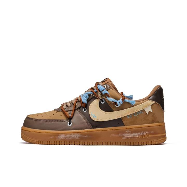 Nike Nike Air Force 1 Low top Skateboard Shoes Unisex Brown Gray