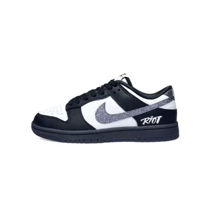 Nike Nike Dunk Low 'Glitter Swoosh' Black White Angel · Silver Flame Low top Skateboard Shoes Women's