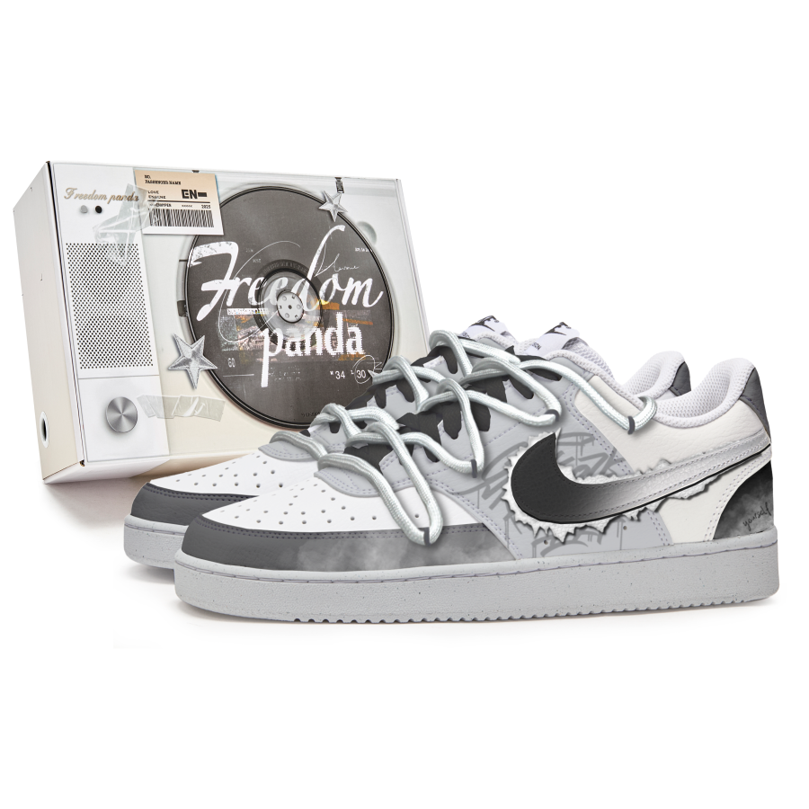 Nike Nike Court Vision 1 Slip Resistant Abrasion Resistant Low top Skateboard Shoes Men's Black White