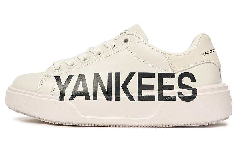 MLB Chunky Classic P NY Synthetic Leather Slip Resistant Abrasion Resistant Low top Skateboard Shoes Unisex White Black