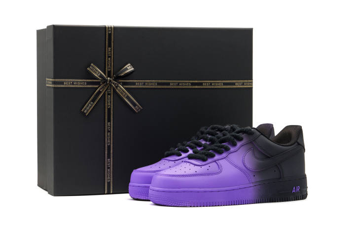 Nike Nike Air Force 1 Abrasion Resistant Height Increasing Low top Skateboard Shoes Unisex Black Purple