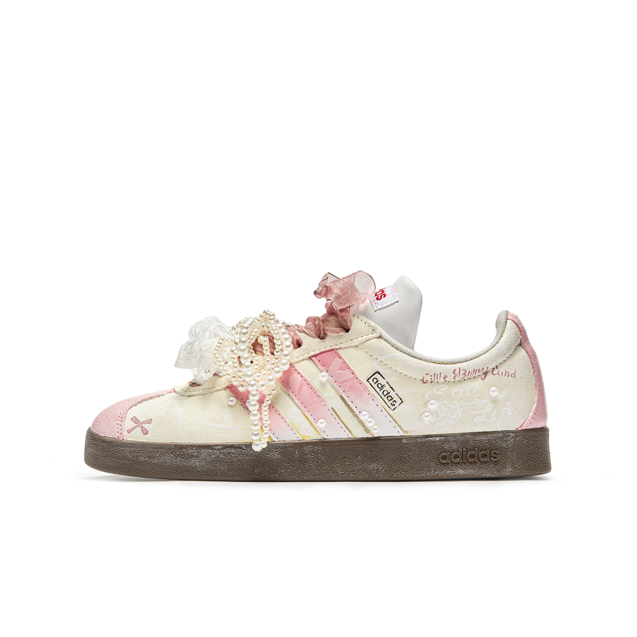 Adidas Neo VL Court Lifestyle Goku World, Rarity Love Cushioning Low top Skateboard Shoes Unisex Pink Yellow