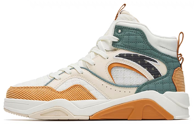 Anta Flame 3.0 Leather Slip Resistant Abrasion Resistant High top Skateboard Shoes Women's White Orange Green