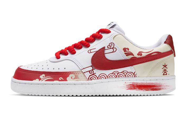 Nike Nike Court Vision 1 Abrasion Resistant Low top Skateboard Shoes Men's White Red