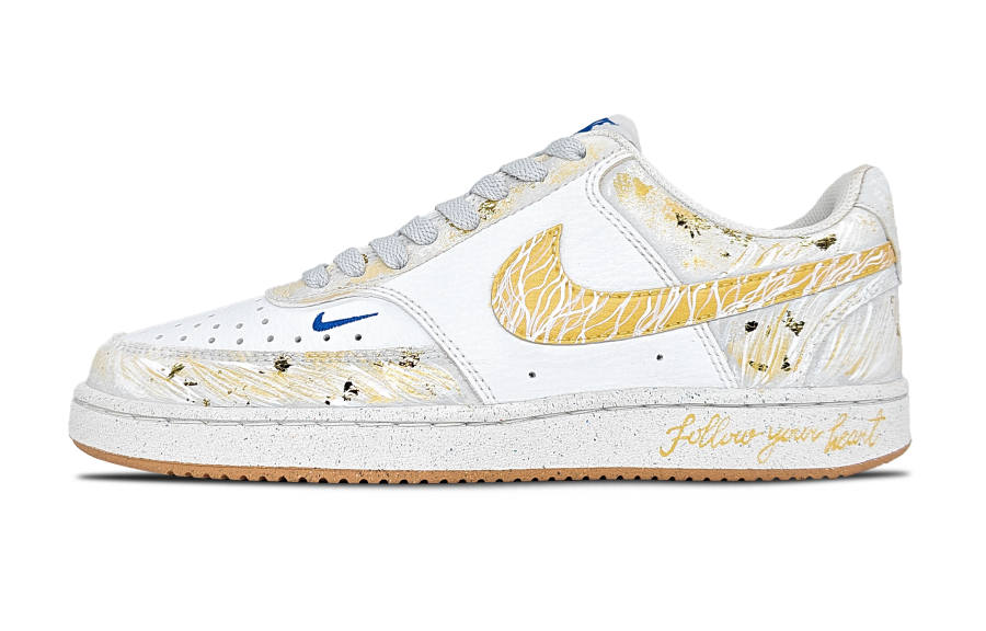 Nike Nike Court Vision Golden Wave Dance Abrasion Resistant Breathable Low top Skateboard Shoes Women's White Gold