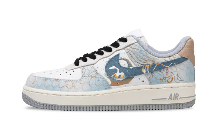 Nike Nike Air Force 1 Slip Resistant Abrasion Resistant Low top Skateboard Shoes Women's Blue