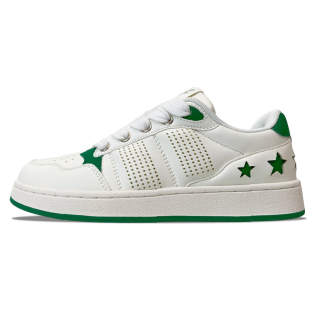 MQGAII Slip Resistant, Abrasion Resistant, Breathable Low top Skateboard Shoes Unisex White Green