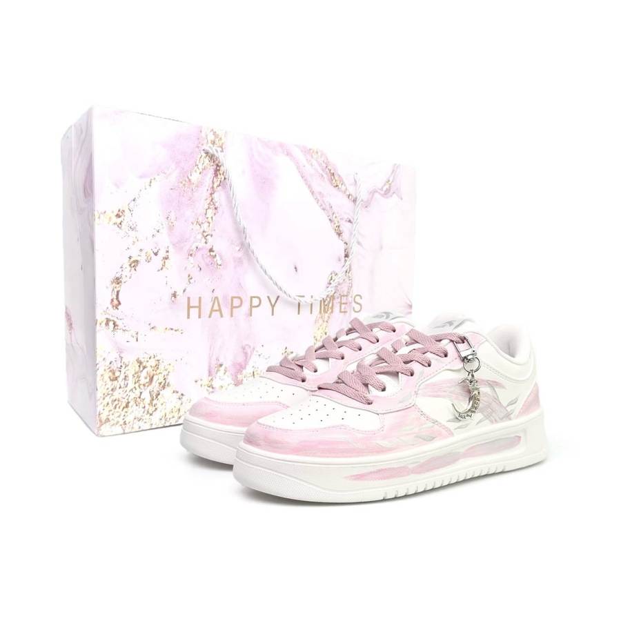 Anta Easy Slip Resistant Cushioning Lightweight Low top Skateboard Shoes Unisex Pink White