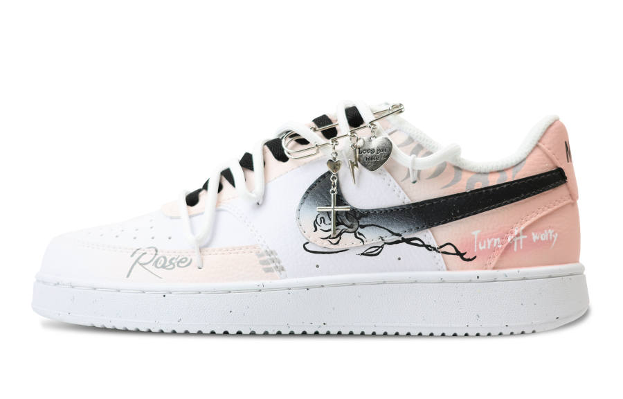 Nike Nike Court Vision Slip Resistant Abrasion Resistant Low top Skateboard Shoes Men's Pink White