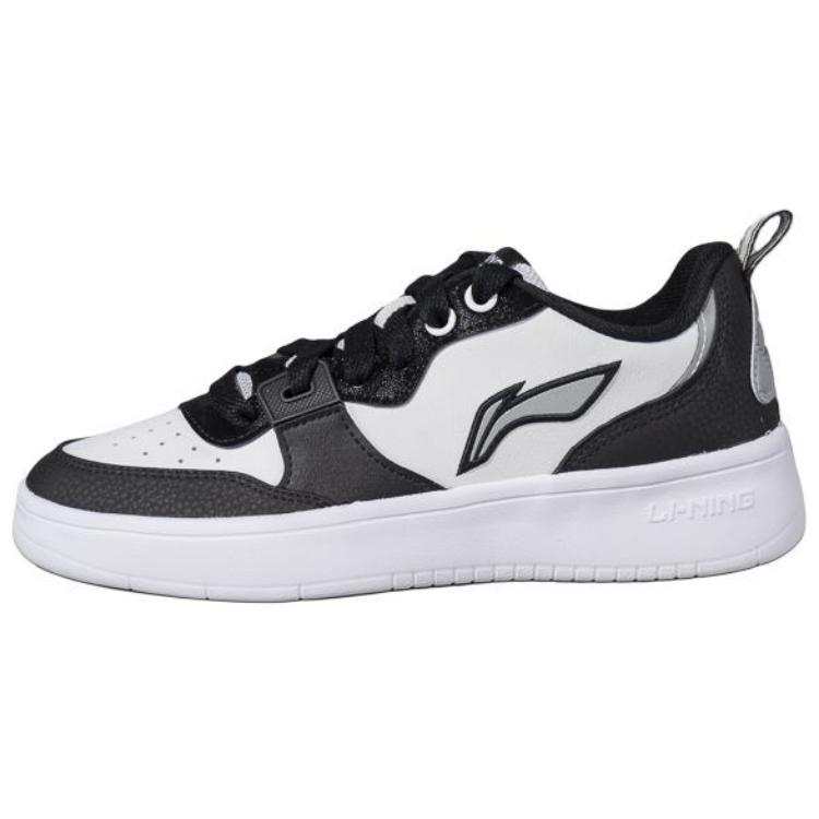 Li-Ning Li Ning Synthetic Leather Comfortable And Trendy Non slip Lightweight Low top Skateboard Shoes Women's White Black