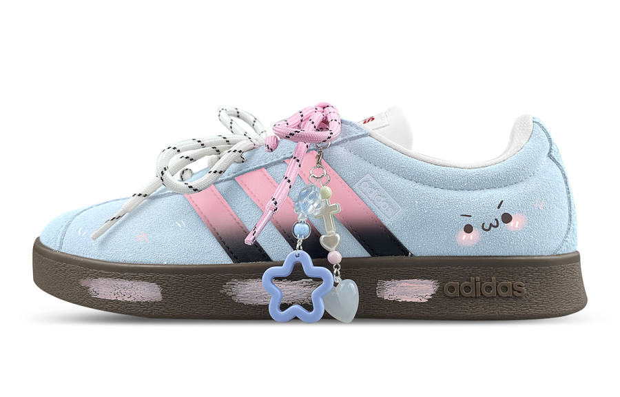 Adidas Adidas VL COURT 2.0 Cushioning Abrasion Resistant Low top Skateboard Shoes Unisex Blue Pink