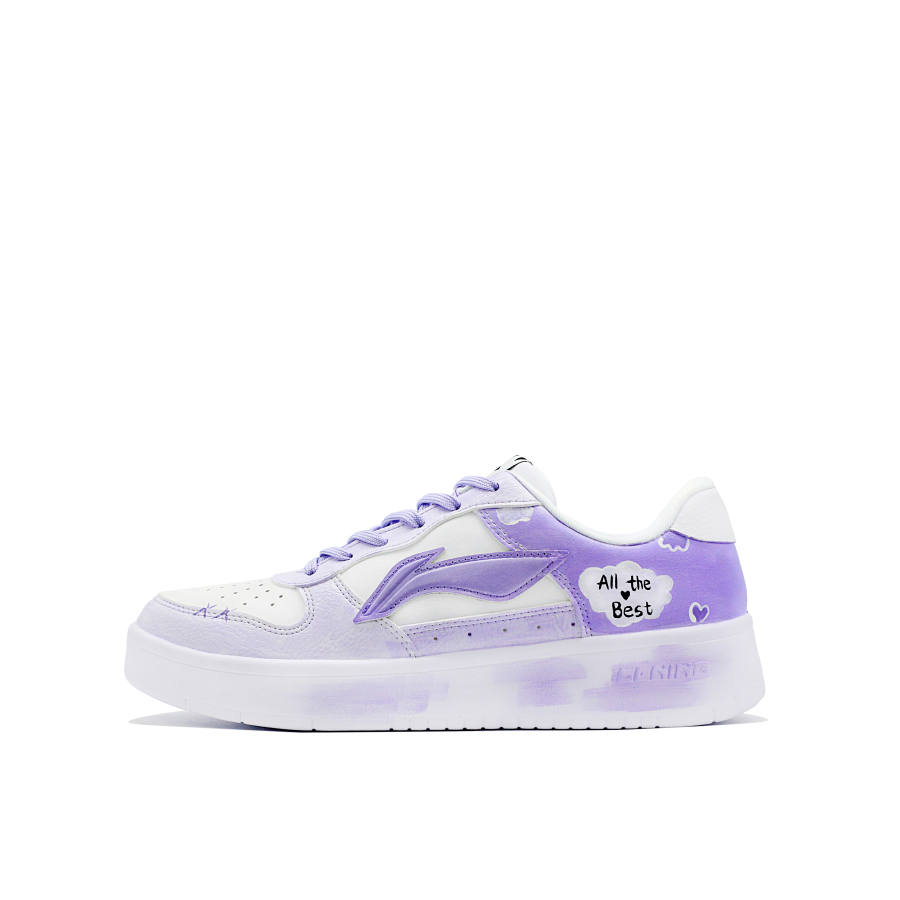 Li-Ning Li Ning Floating Boat Slip Resistant Abrasion Resistant Low top Skateboard Shoes Men's White Purple