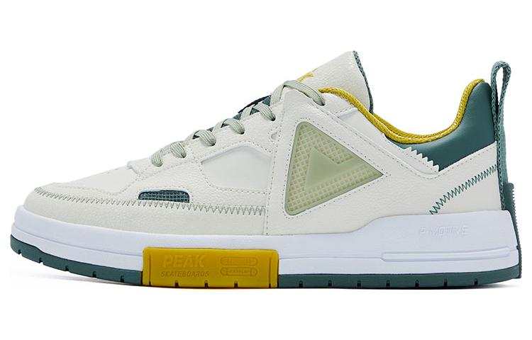 PEAK Fashion Trend Slip Resistant Cushioning Abrasion Resistant Low top Skateboard Shoes Men's Beige White Green