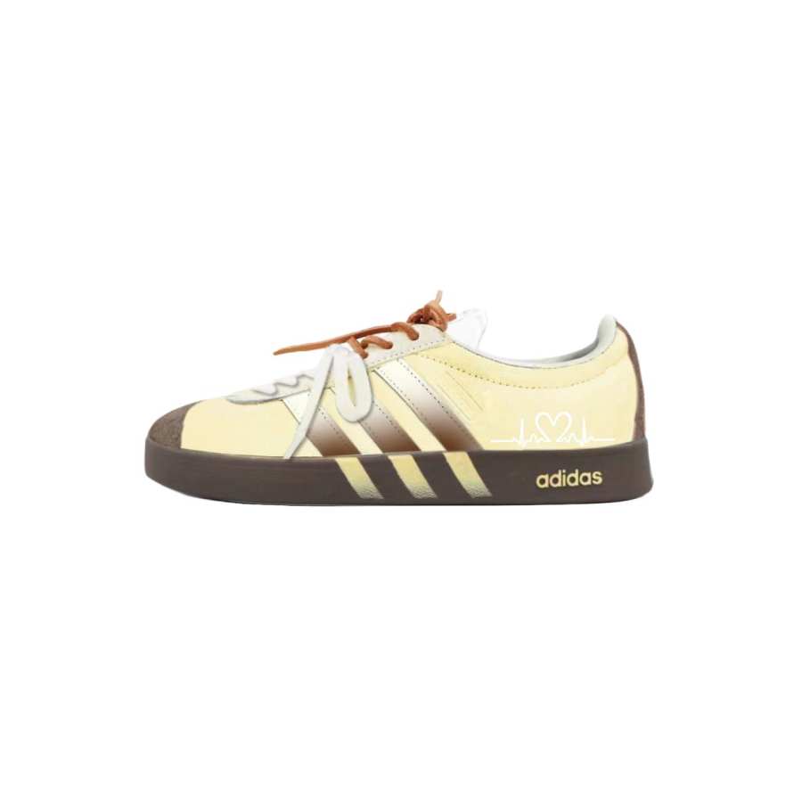 Adidas Adidas VL COURT 2.0 Abrasion Resistant Low top Skateboard Shoes Unisex Beige Yellow