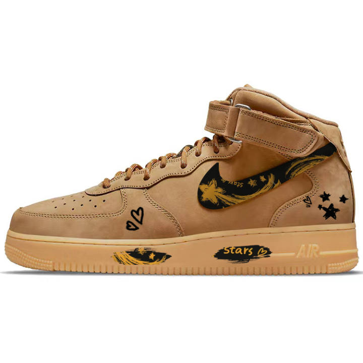 Nike Nike Air Force 1 Slip Resistant, Abrasion Resistant, Lightweight High top Skateboard Shoes Unisex Brown