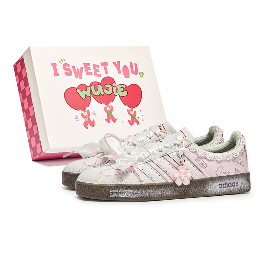 Adidas Adidas WuJie, Box, Peach Blossom Cat Cushioning Low top Skateboard Shoes Unisex Pink Brown