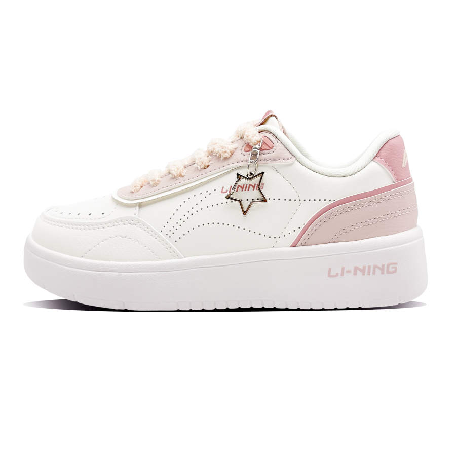 Li-Ning Li Ning Sourdough Abrasion Resistant Lightweight Height Increasing Low top Skateboard Shoes Women's Pink White