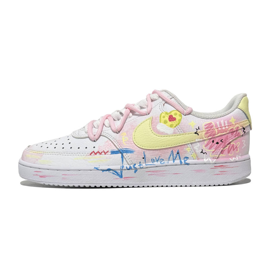 Nike Nike Court Vision 1 Slip Resistant Abrasion Resistant Low top Skateboard Shoes Unisex Pink Yellow
