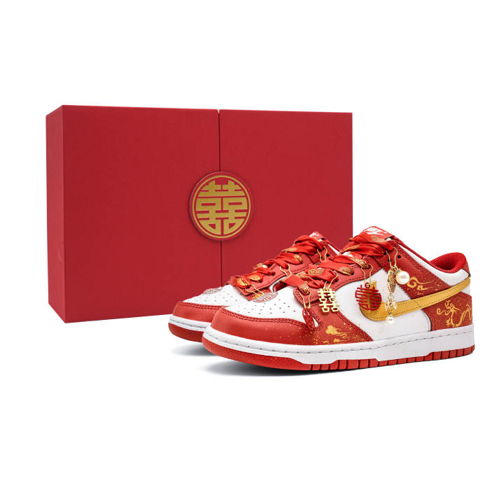 Nike Nike Dunk Match Made In Heaven Cushioning Lightweight Cushioning Lightweight Low top Skateboard Shoes Unisex Red Gold