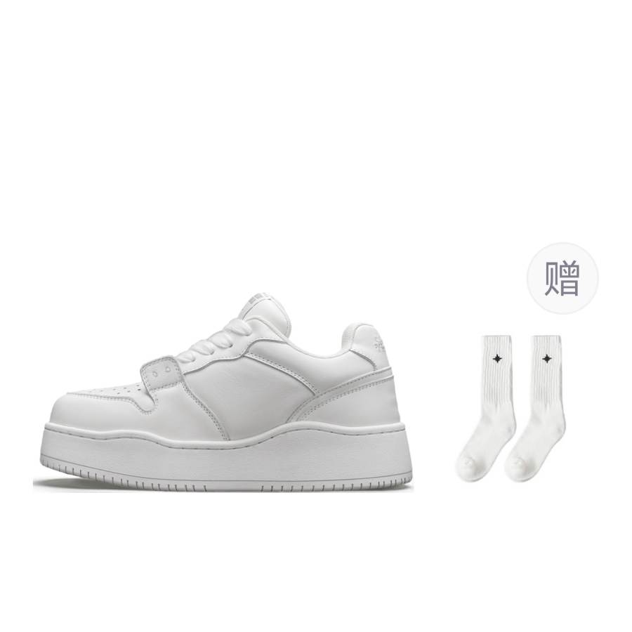 WANDER AROUND Top Grain Cow Leather Low top Casual Skate Shoes Unisex White