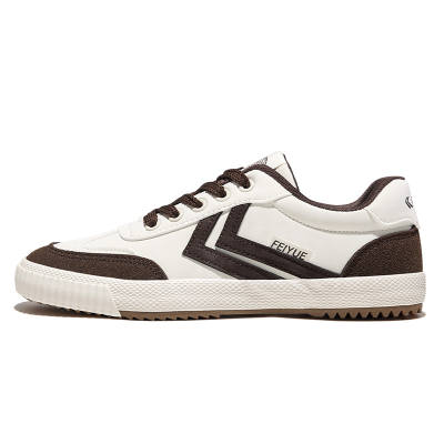 FEIYUE Slip-Resistant Abrasion-Resistant Low-top Skateboard Shoes Unisex Beige Brown