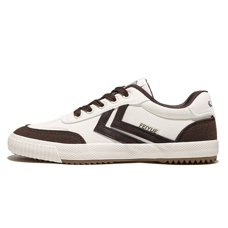 FEIYUE Slip-Resistant Abrasion-Resistant Low-top Skateboard Shoes Unisex Beige Brown
