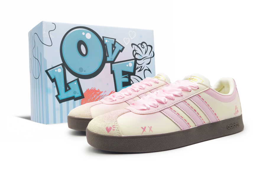 Adidas Adidas Vl Court Classic Butter Bubbles Abrasion Resistant Abrasion Resistant Low top Skateboard Shoes Women's Pink