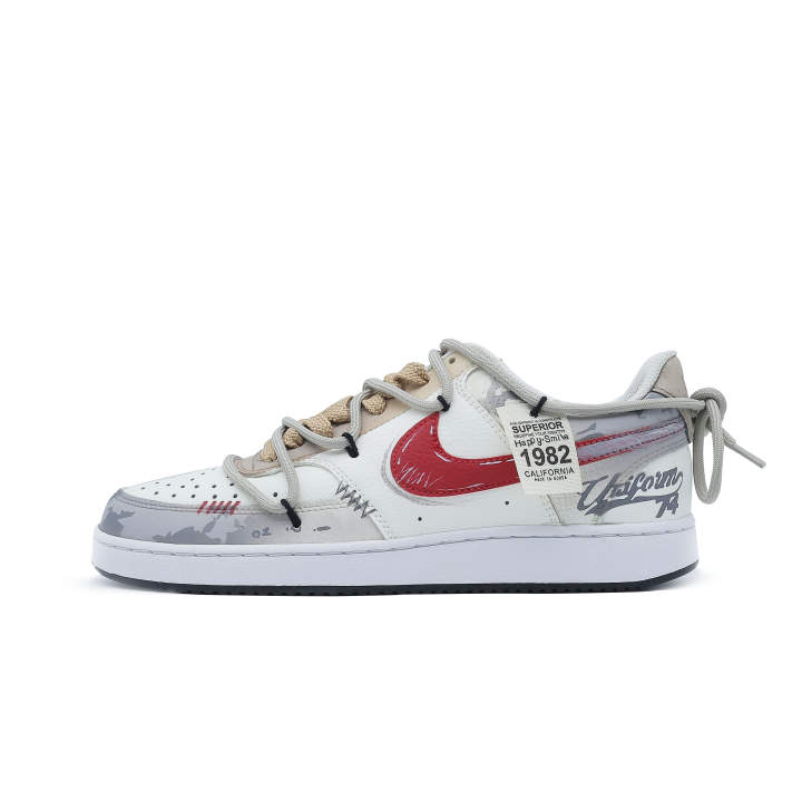 Nike Nike Court Vision 1 Slip Resistant Cushioning Low top Skateboard Shoes Unisex Red White