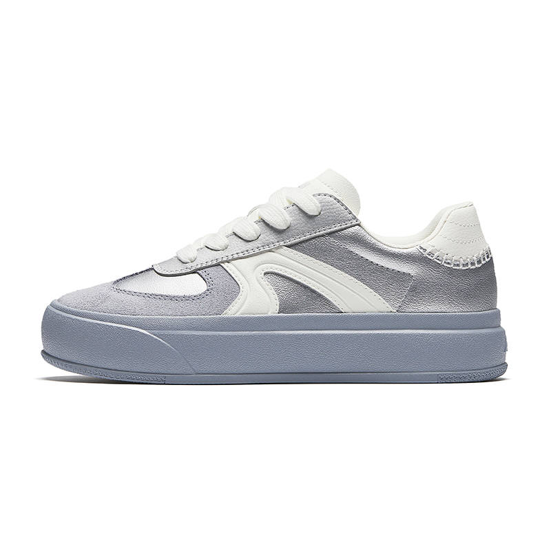 Anta Life Collection Slip Resistant Abrasion Resistant Low top Skateboard Shoes Women's Silver White Gray