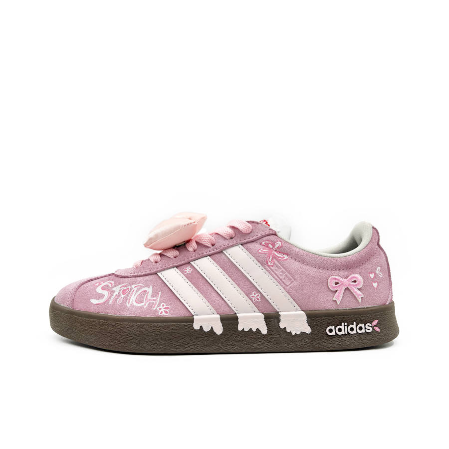 Adidas Adidas VL COURT 2.0 Starry Vow, Heart Haven, Bowknot, Cute Style Leather Coverage Cushioning Abrasion Resistant