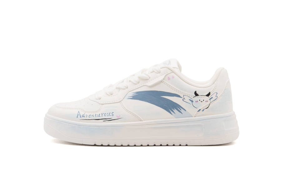 Anta Easy Cushioning Abrasion Resistant Cushioning, Wear Resistant Low top Skateboard Shoes Unisex White Blue