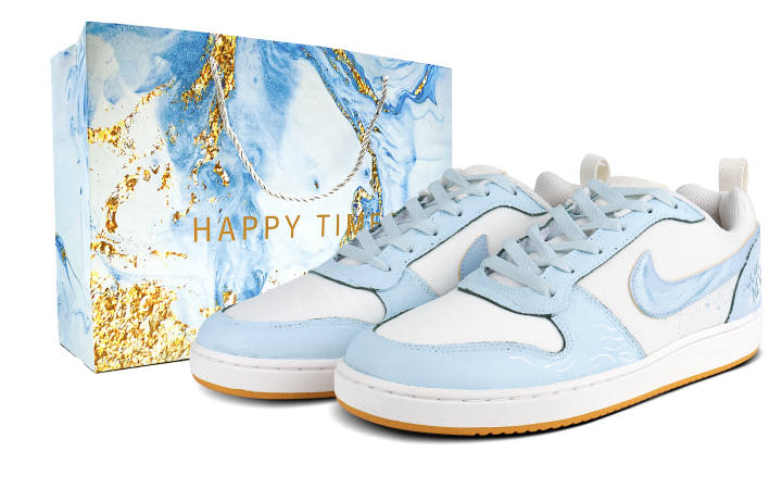 Nike Nike Court Borough Abrasion Resistant Low top Skateboard Shoes Men's White Blue