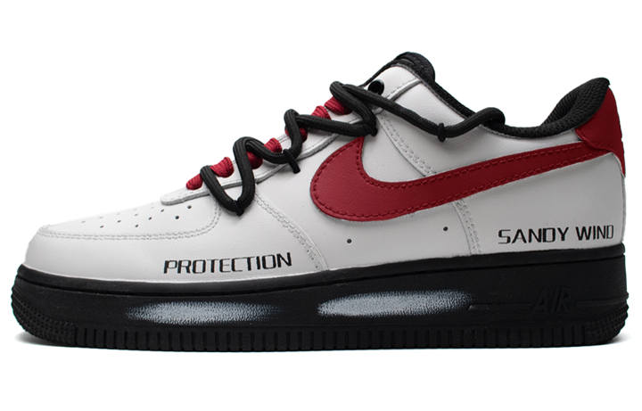 Nike Nike Air Force 1 Cherry Slip Resistant Low top Skateboard Shoes Unisex Black White Red