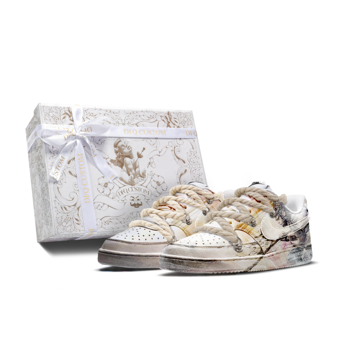 Nike Nike Court Da Vinci Custom, Box, Fighting Buddha Slip Resistant Slip Resistant Low top Skateboard Shoes Men's