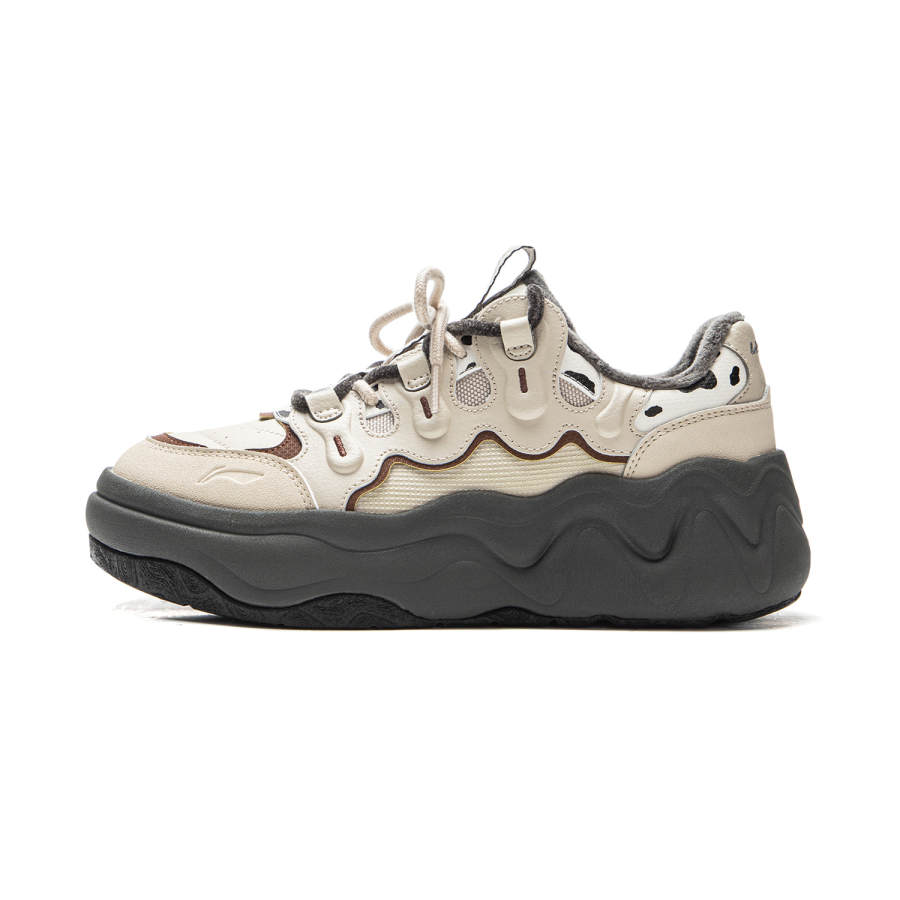 Li-Ning Li Ning Cheese 3.0 Slip Resistant Cushioning Abrasion Resistant Lightweight Low top Skateboard Shoes Women's Oat Gray